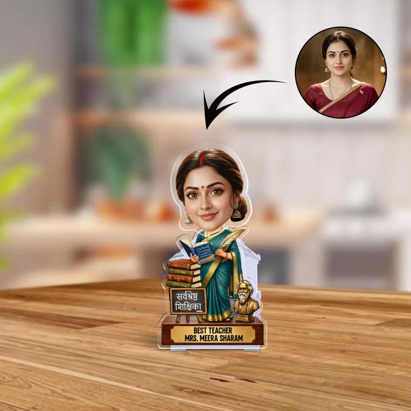 Personalized Best Teacher Bobblehead Caricature with Battery Powered Shaking Head Feature  Appreciation Gift for Teachers, Tutors & Professors  Teachers Day Gift for Mam